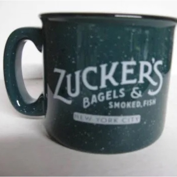 Zucker's Bagels &Smoked Fish New York City Speckled Green Ceramic Coffee Mug New - Picture 2 of 5